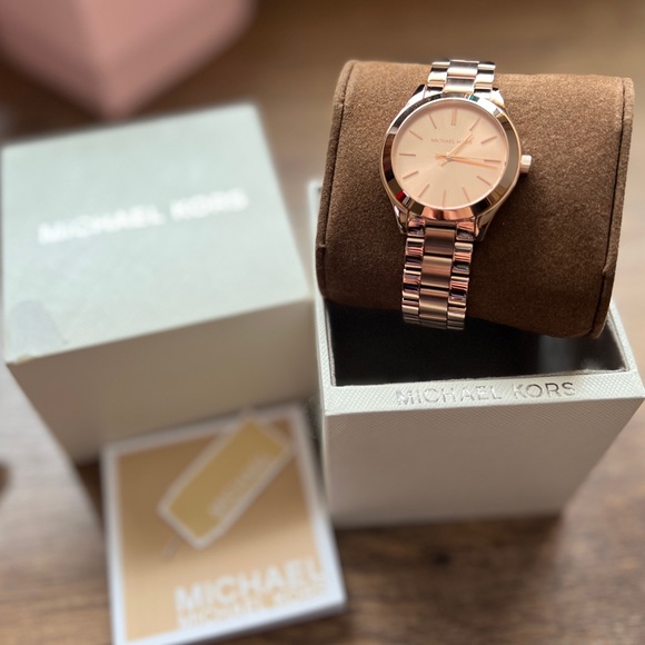 Michael Kors Slim Runway Chronograph Quartz Rose Gold Watch MK3513 - Picture 7 of 14